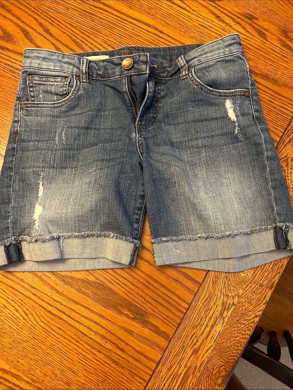Kut from the Kloth Light Blue Distressed Roll Cuff Denim Shorts